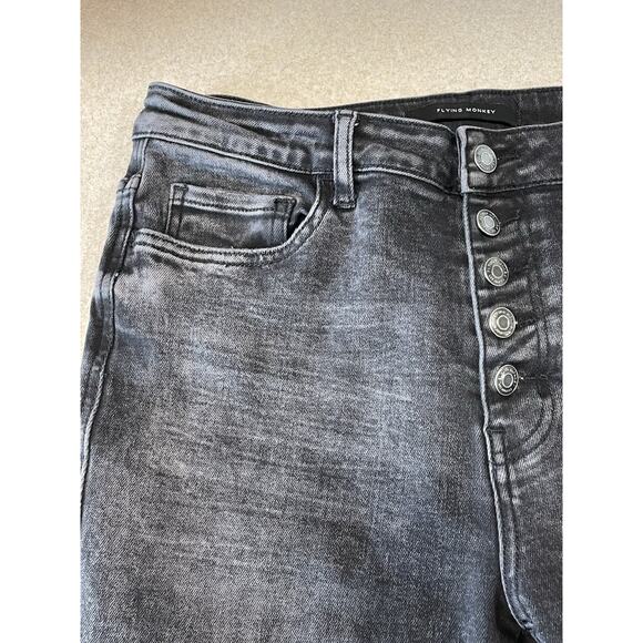 Flying Monkey High Rise Ankle Skinny Black Denim Jeans Button Fly Women’s Sz 30 - Picture 6 of 10